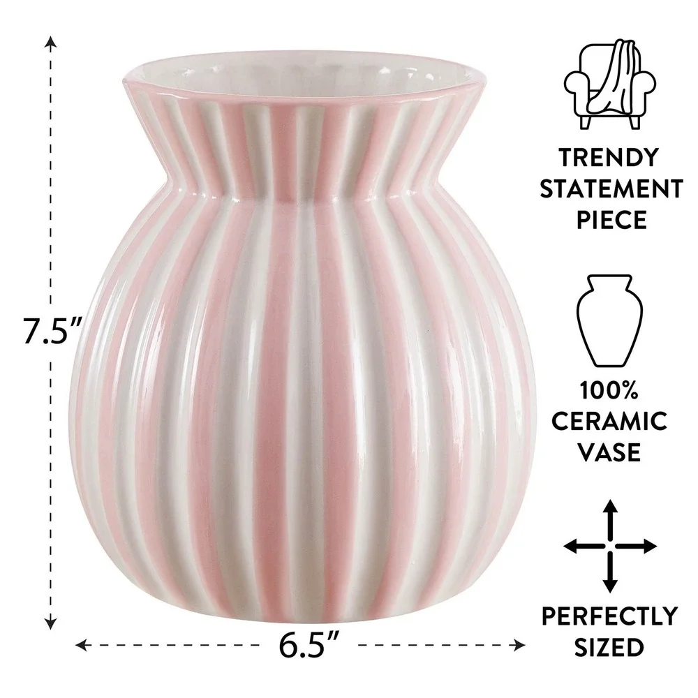 Ceramic Striped Vase Pink/White - Mainstays, Walmart‎ Spring 2026